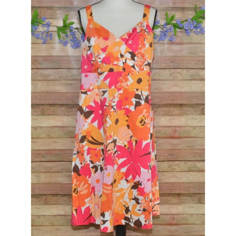 Studio 1940 Floral Print Summer Dress Sleeveless Multicolor Womens Plus Size 20W